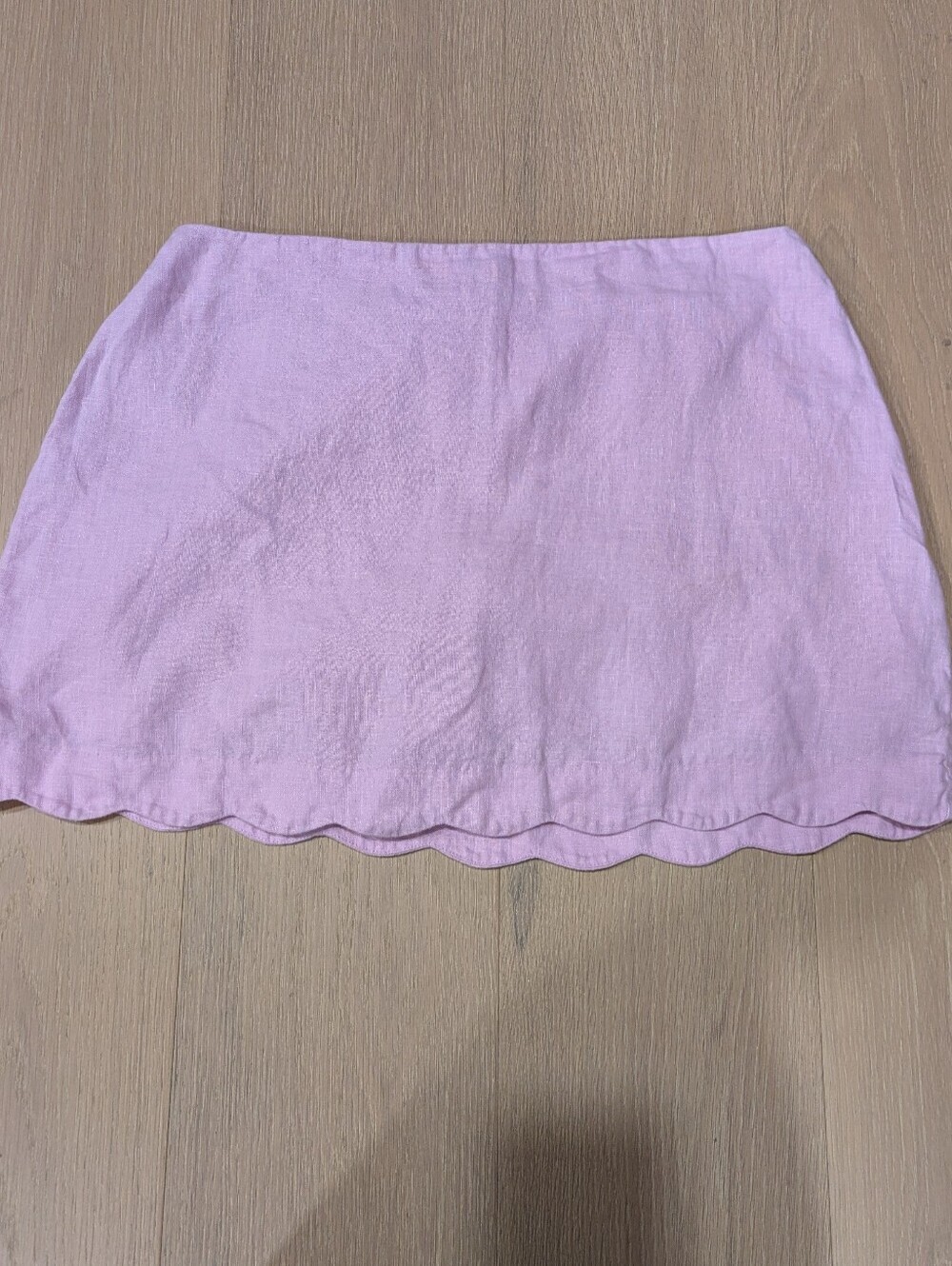 Lavender Scalloped Hem Linen Skort